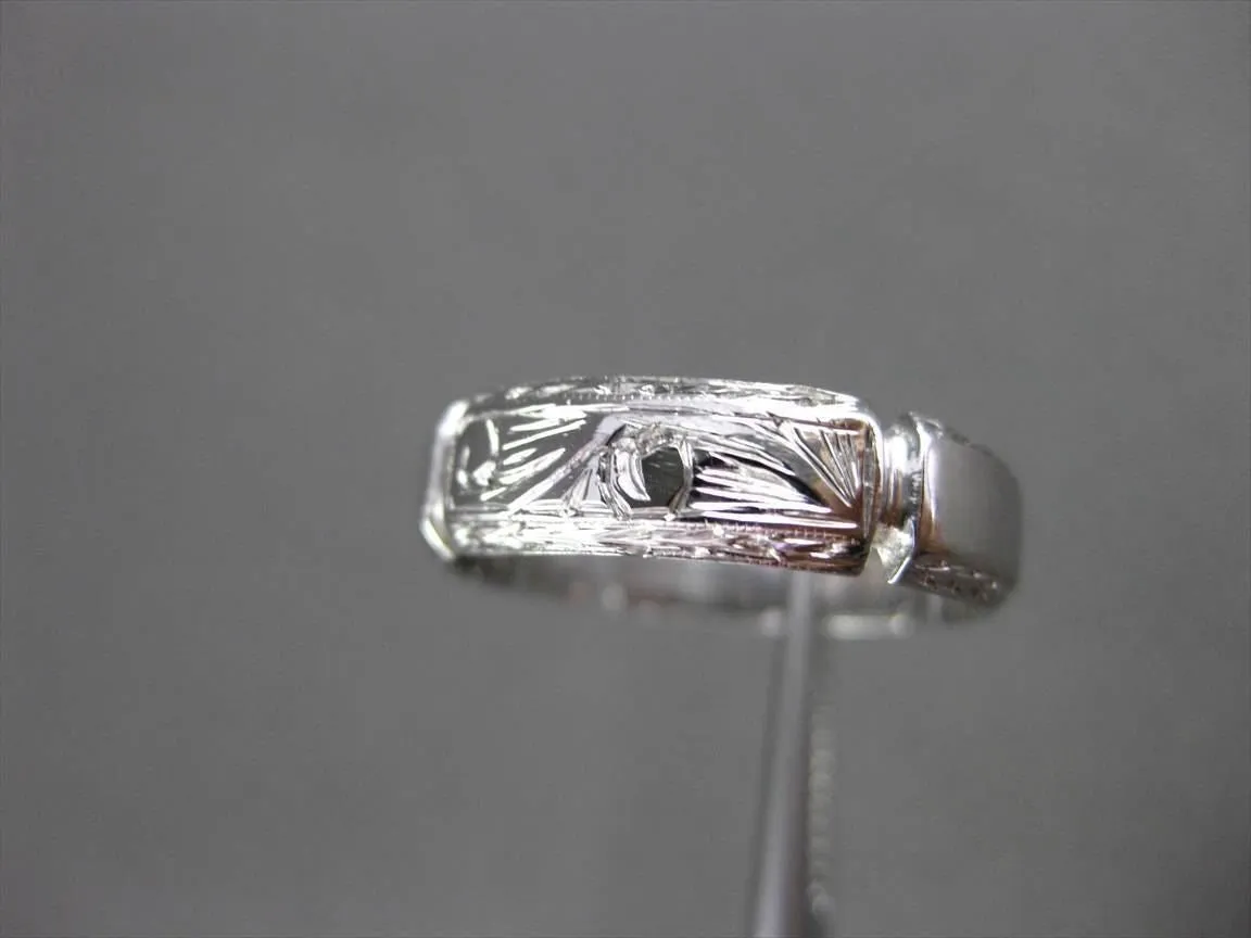 ANTIQUE WIDE 14KT WHITE GOLD 3D FILIGREE SQUARE WEDDING ANNIVERSARY RING #18952