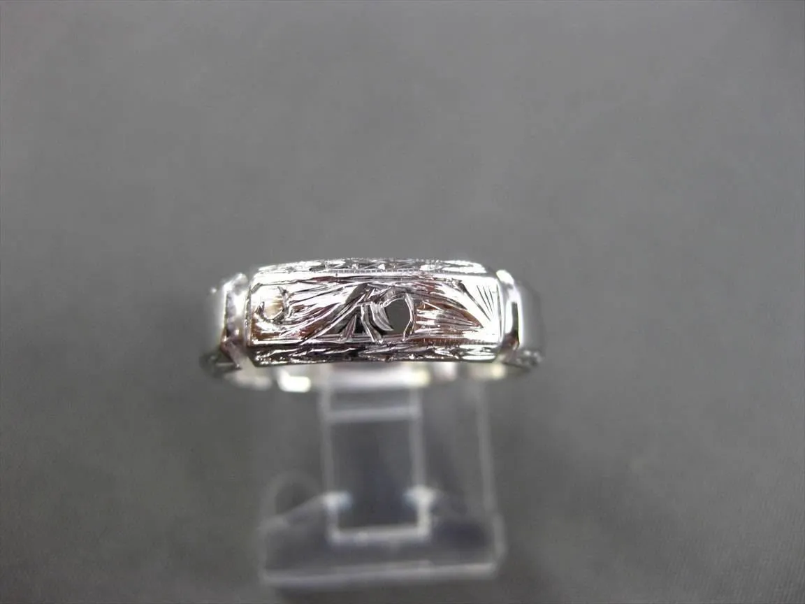 ANTIQUE WIDE 14KT WHITE GOLD 3D FILIGREE SQUARE WEDDING ANNIVERSARY RING #18952