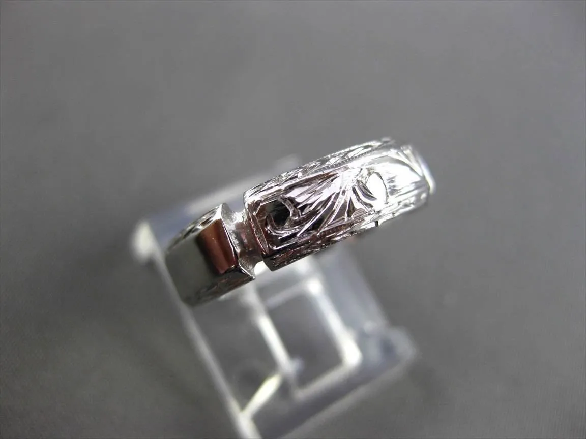 ANTIQUE WIDE 14KT WHITE GOLD 3D FILIGREE SQUARE WEDDING ANNIVERSARY RING #18952