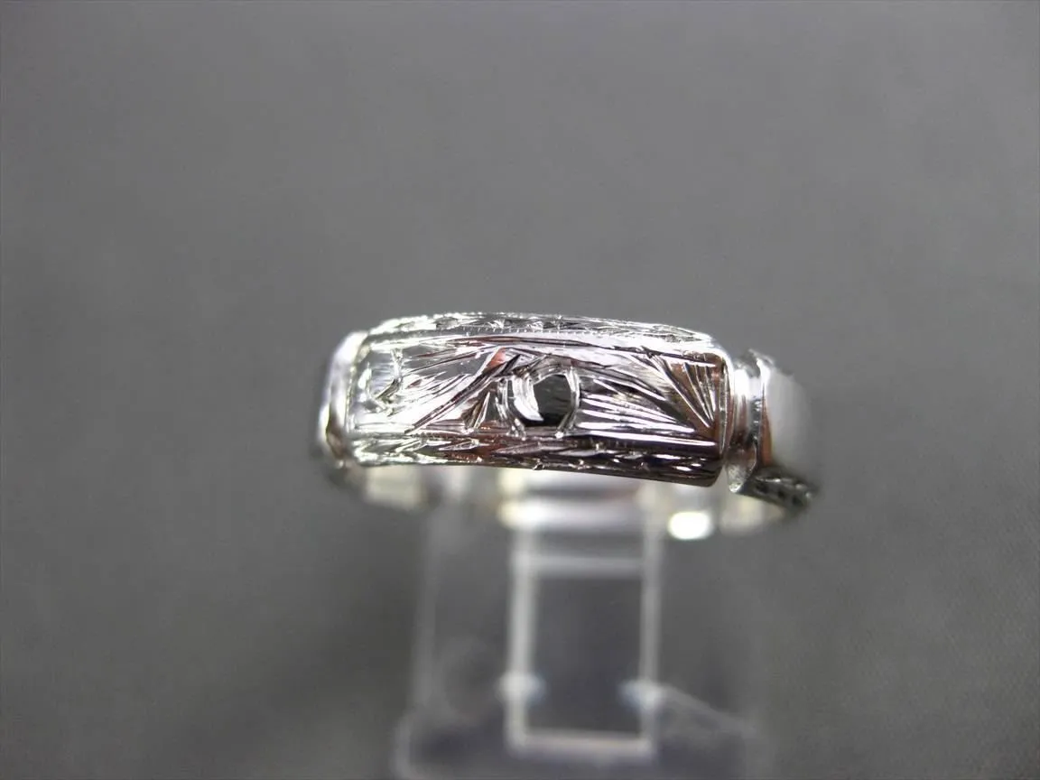 ANTIQUE WIDE 14KT WHITE GOLD 3D FILIGREE SQUARE WEDDING ANNIVERSARY RING #18952