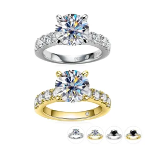 AnuJewel 4.3cttw D Color Moissanite Engagement Rings 925 Sterling Silver 18k Gold Plated Lab Created Diamond Wedding Band Rings