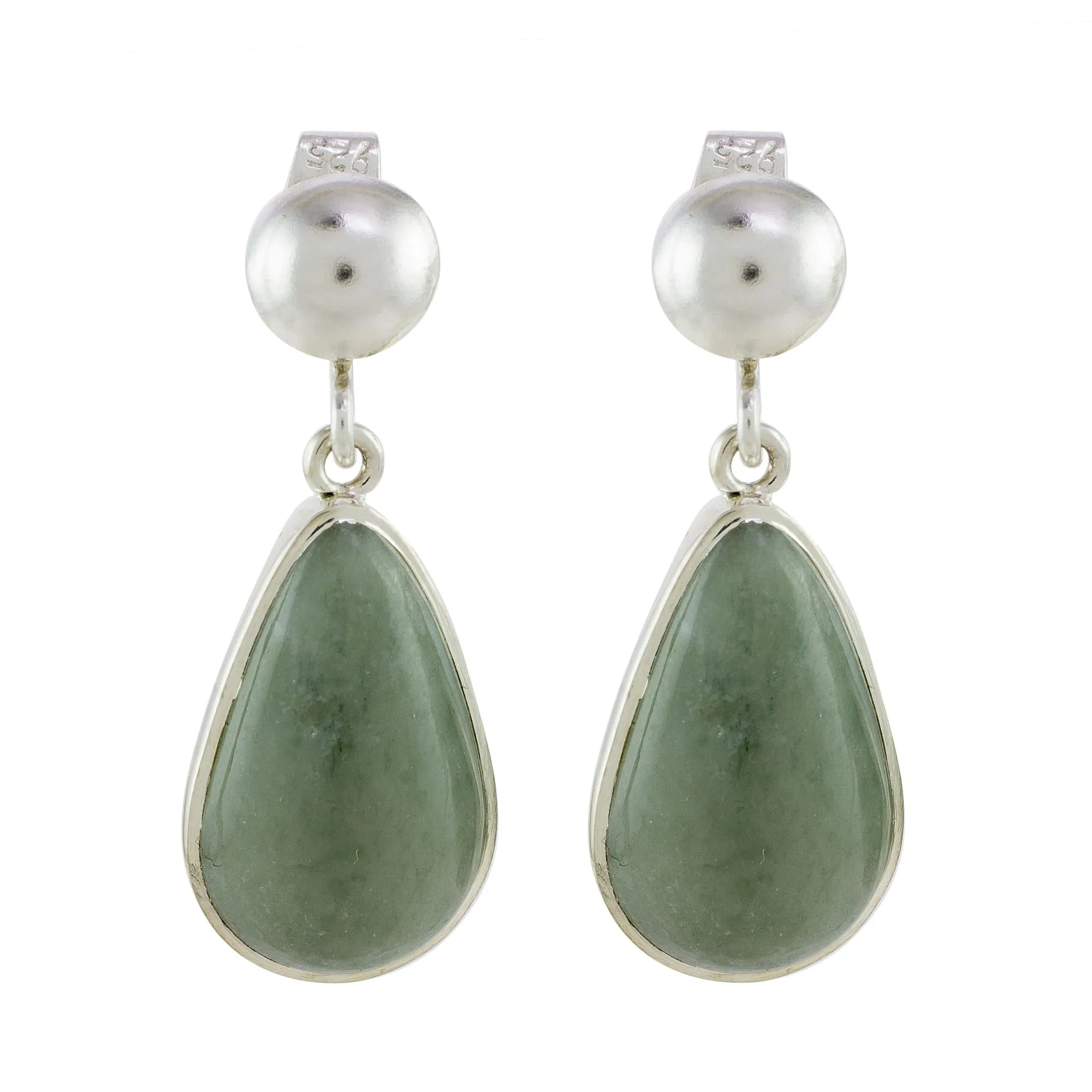 Apple Green Magnificent Drops Light Green Jade Dangle Earrings from Guatemala