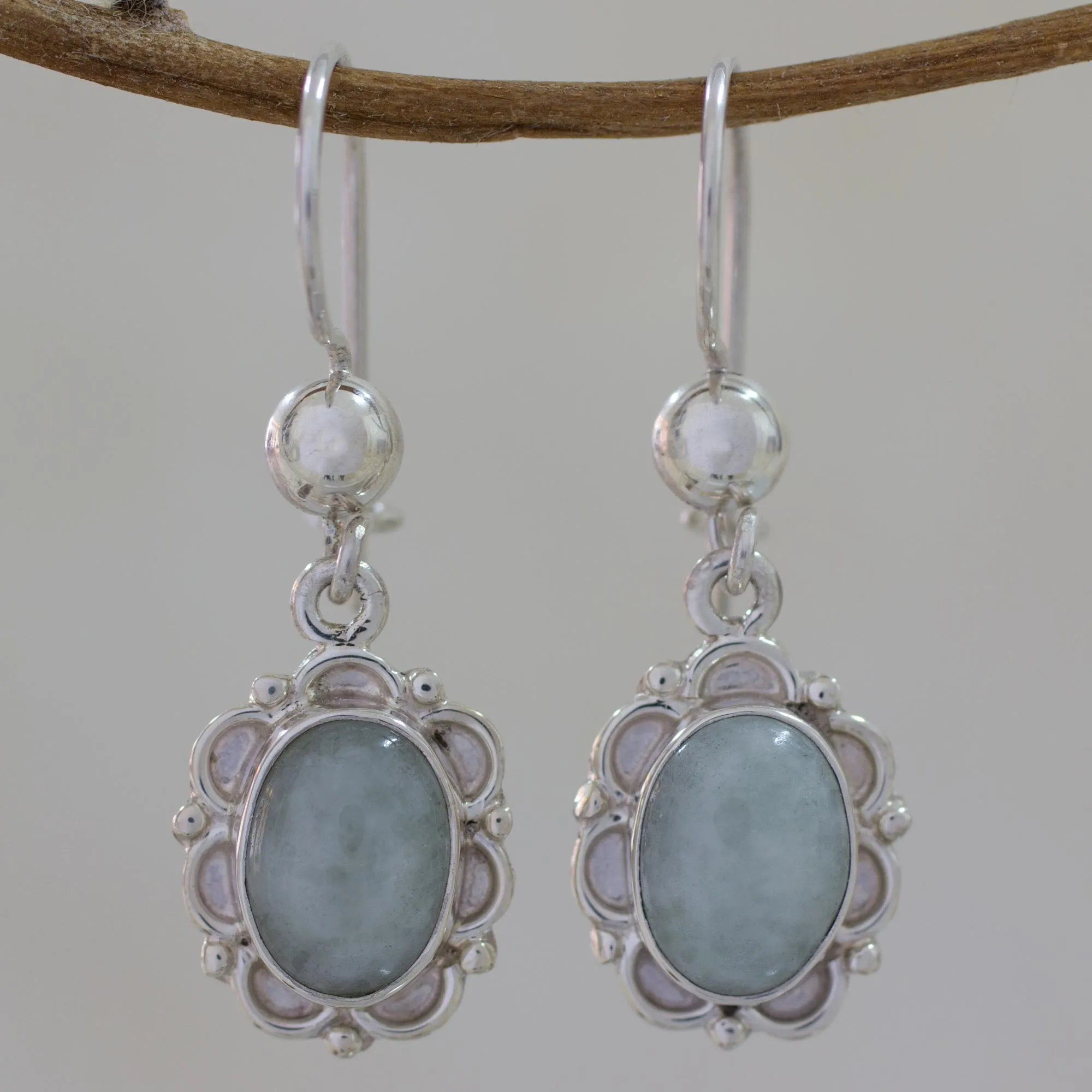 Apple Princess of the Forest Artisan Crafted Jade and Sterling Silver Earrings