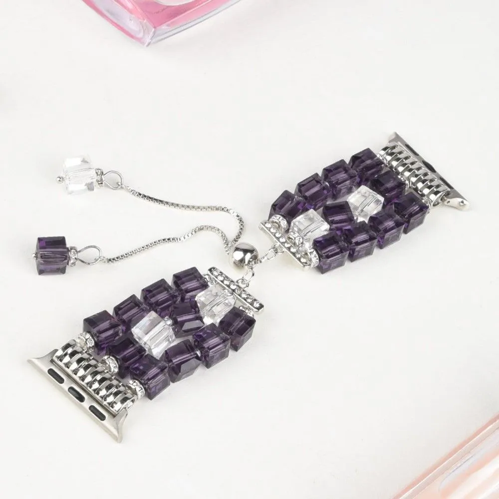 Apple Watch (45mm) faux fashion crystal block watch strap - Purple