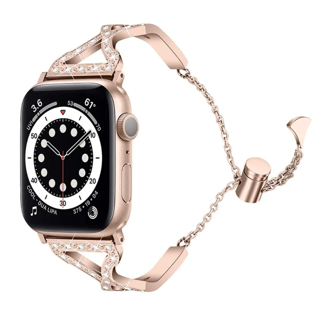 Apple Watch (45mm) rhinestone 304 stainless steel watch strap - Retro Gold