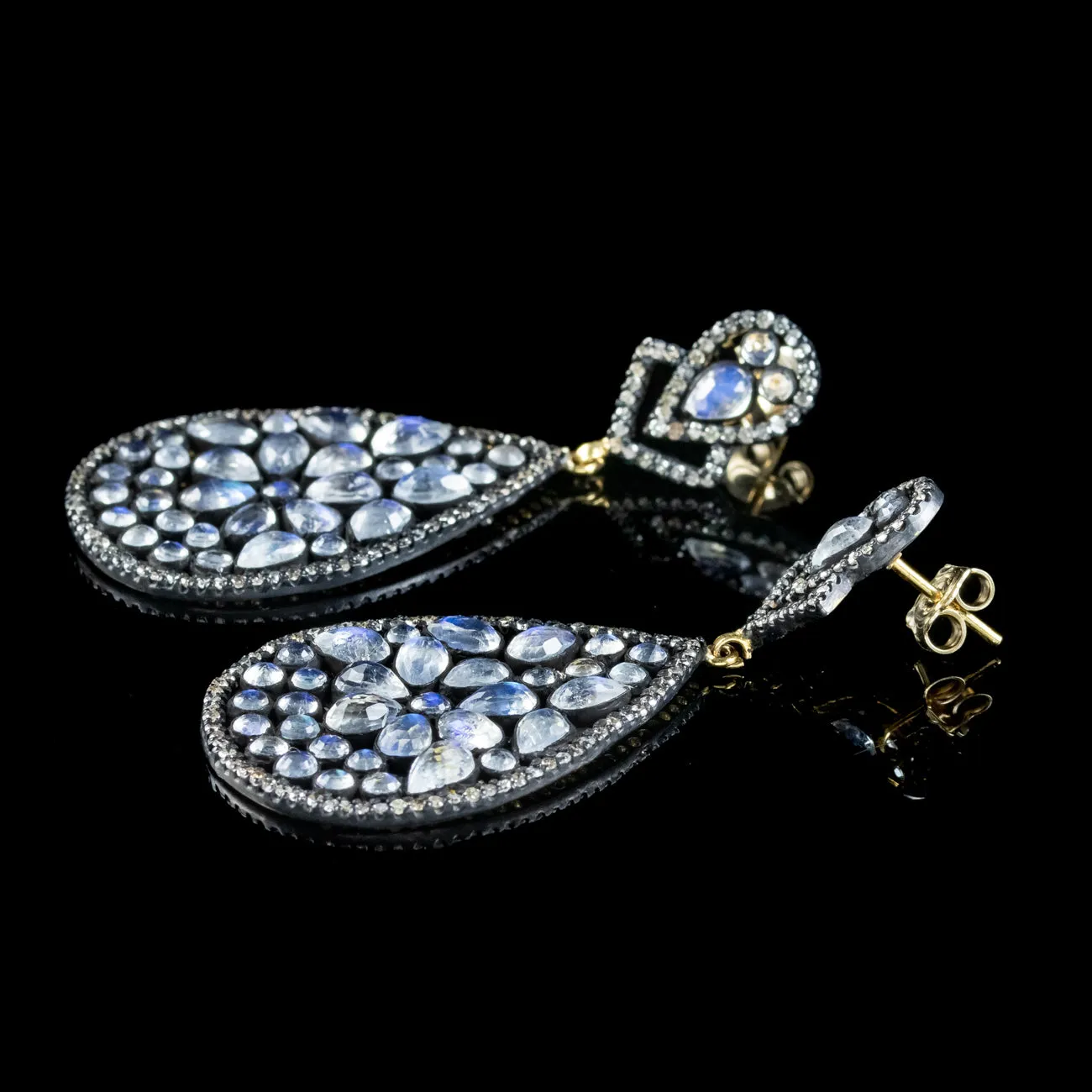 Art Deco Style Moonstone Diamond Drop Earrings