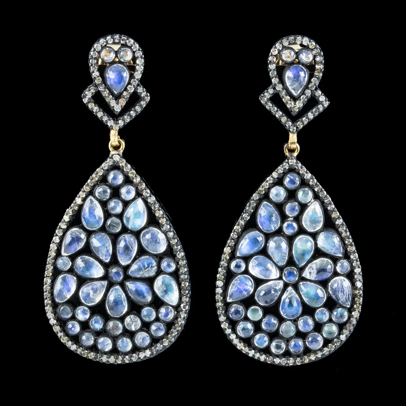 Art Deco Style Moonstone Diamond Drop Earrings