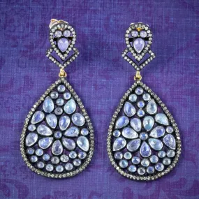 Art Deco Style Moonstone Diamond Drop Earrings