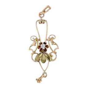 Art Nouveau Diamond and Freshwater Pearl Pendant