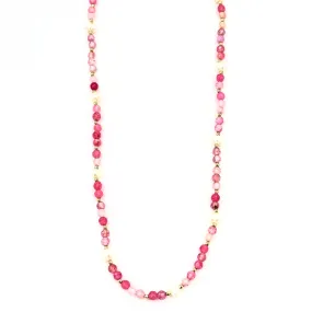 Ashley Gold Stainless Steel Gold Plated Freshwater Pearls And Semi Precious Pink Bead Beaded Necklace