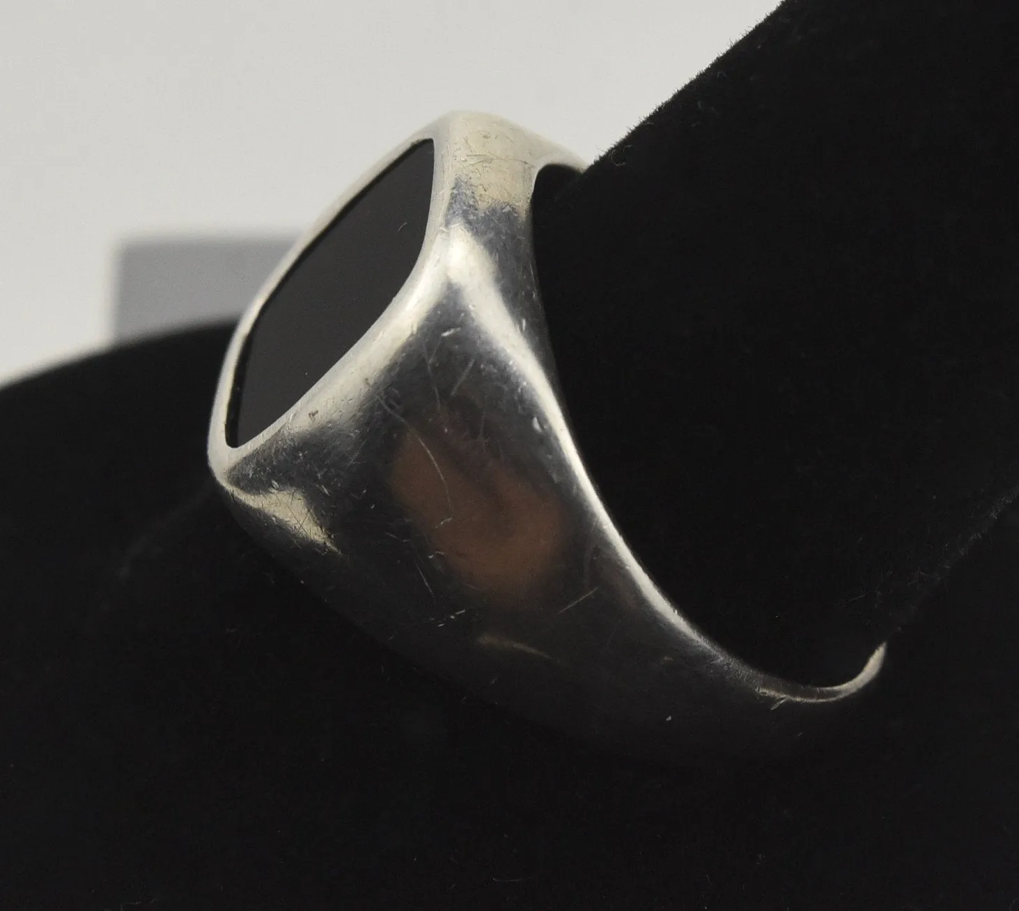 Avon - Vintage Sterling Silver Black Onyx Ring - Size 11.5