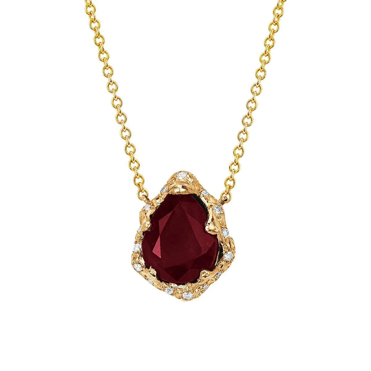 Baby Queen Water Drop Ruby Necklace with Sprinkled Diamonds | Ready to Ship