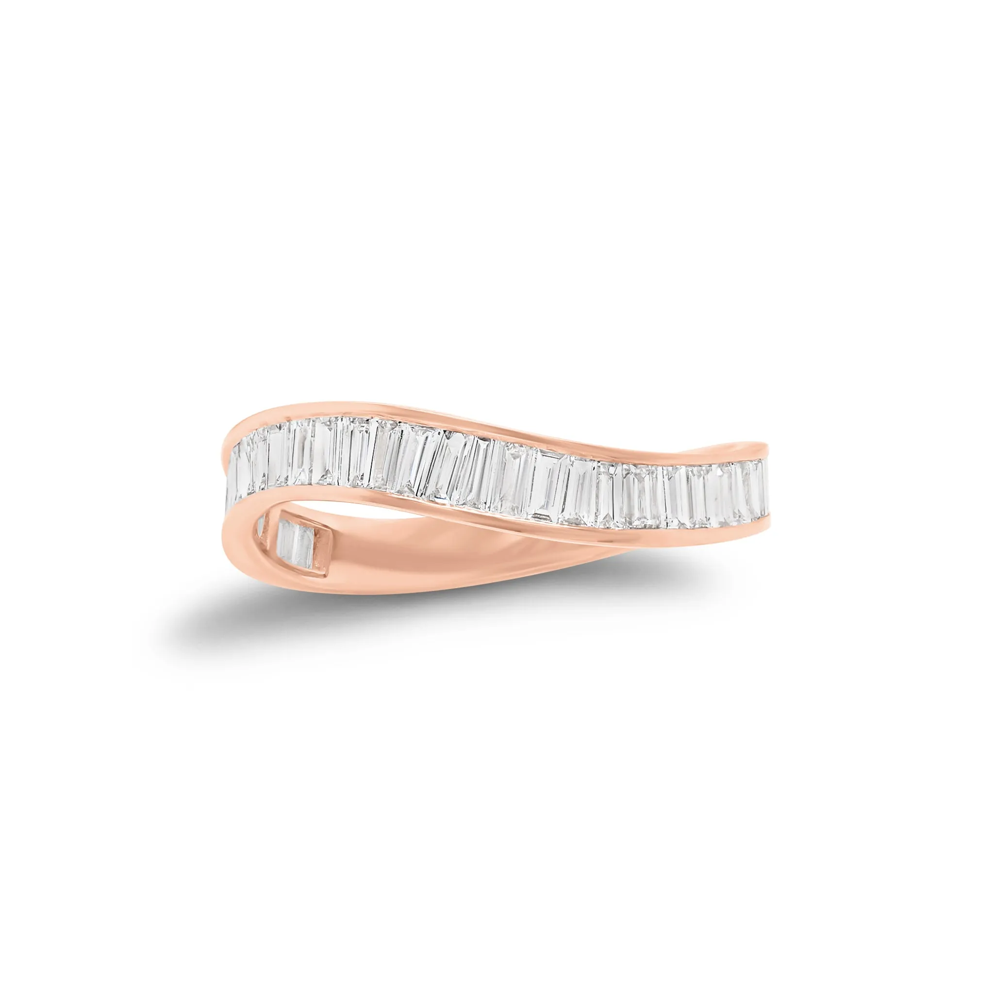 Baguette Diamond Wave Stackable Ring