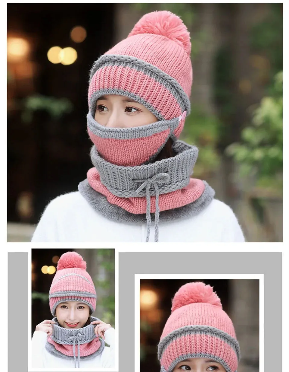 Beanie Hat With Scarf and Mask