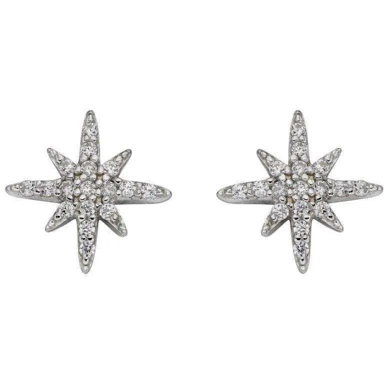 Beginnings Starburst Cubic Zirconia Earrings - Silver