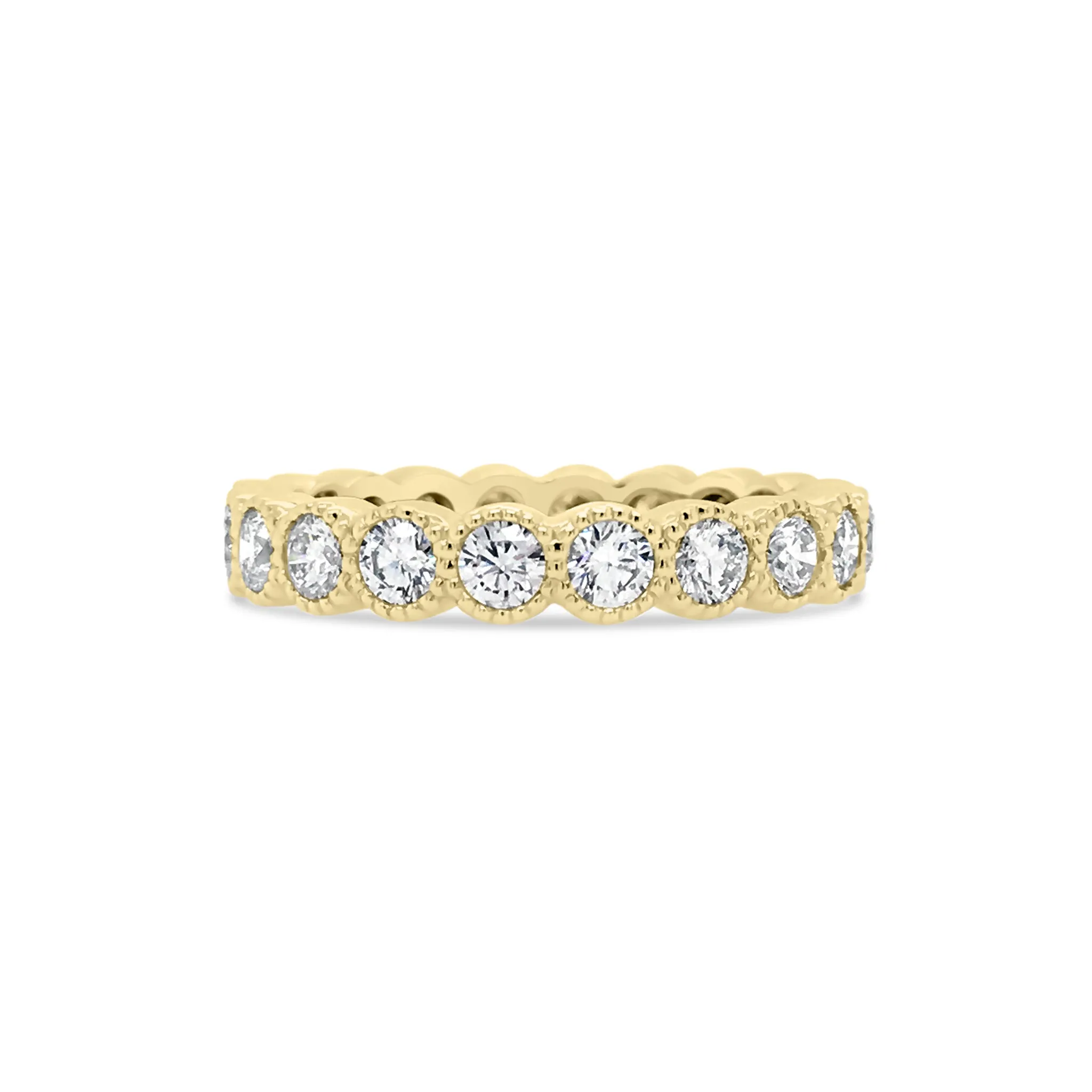 Bezel-Set Diamond Eternity Ring with Antique Milgrain