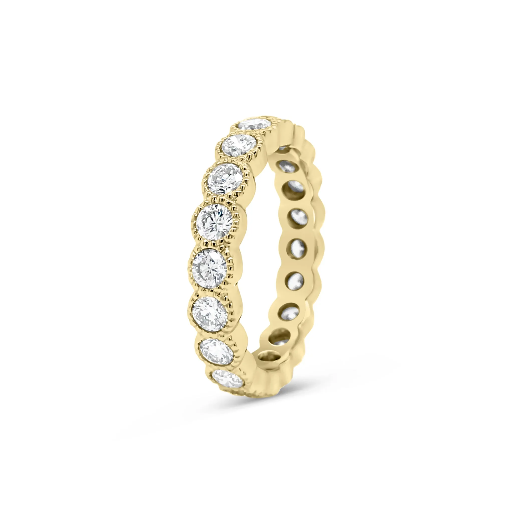 Bezel-Set Diamond Eternity Ring with Antique Milgrain