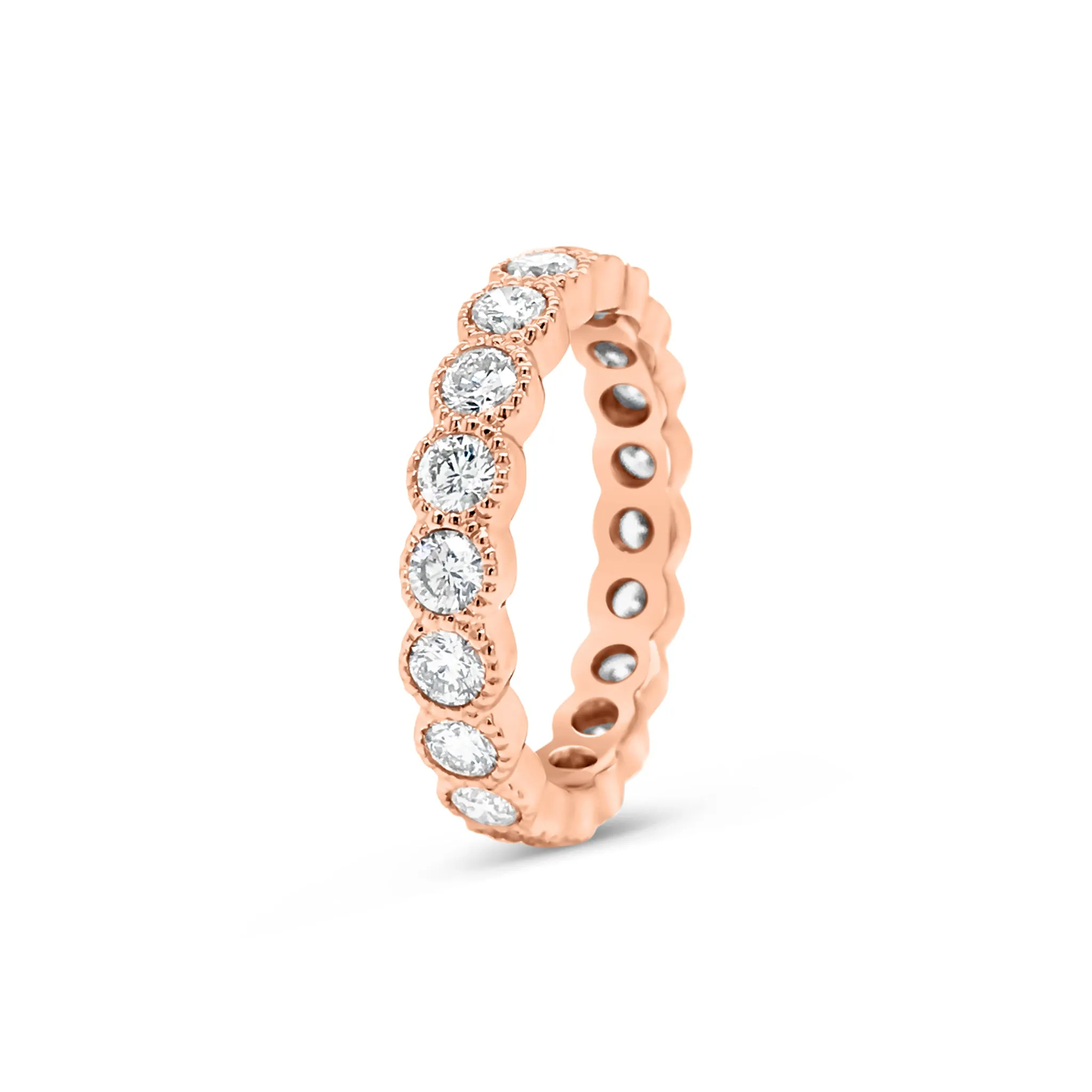 Bezel-Set Diamond Eternity Ring with Antique Milgrain