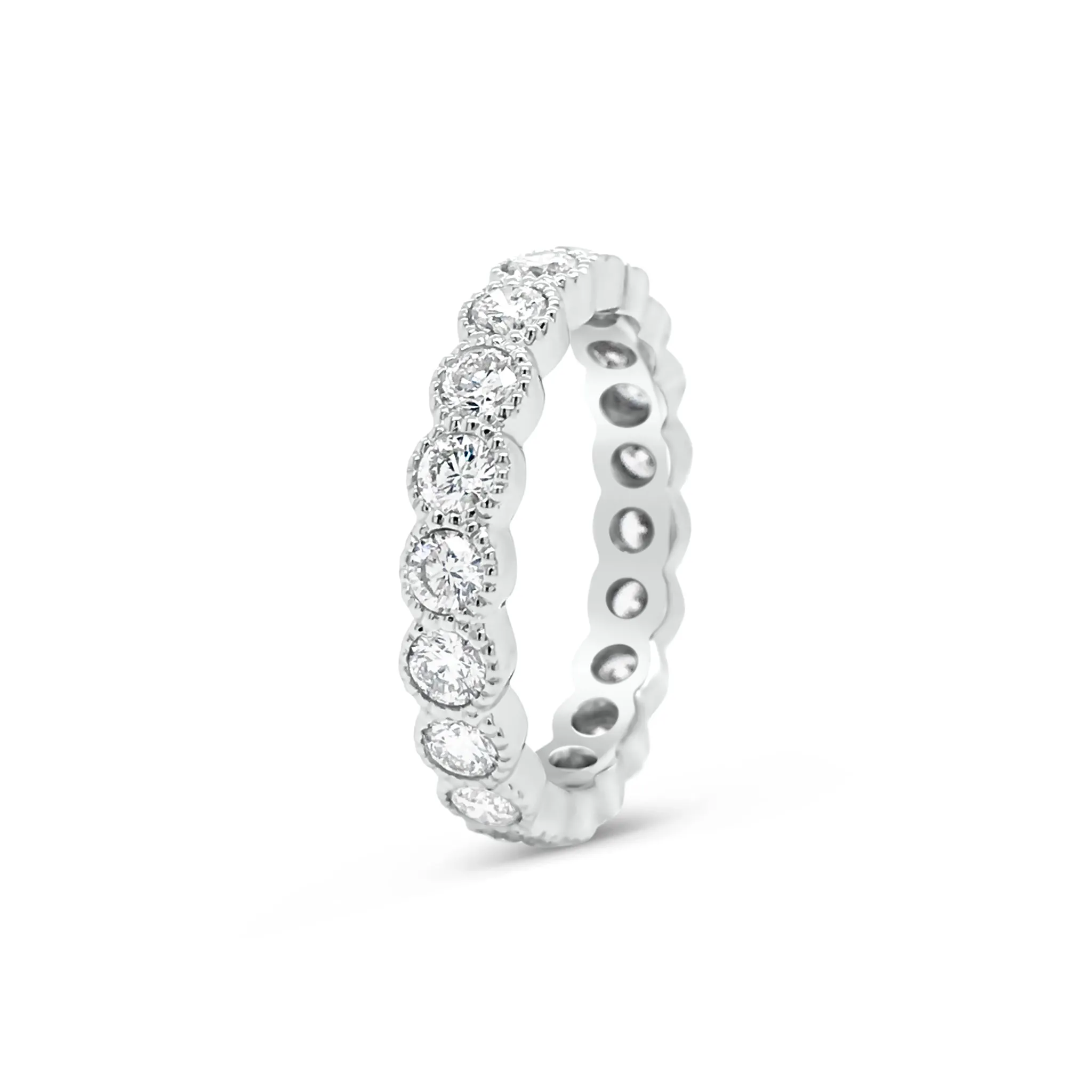 Bezel-Set Diamond Eternity Ring with Antique Milgrain