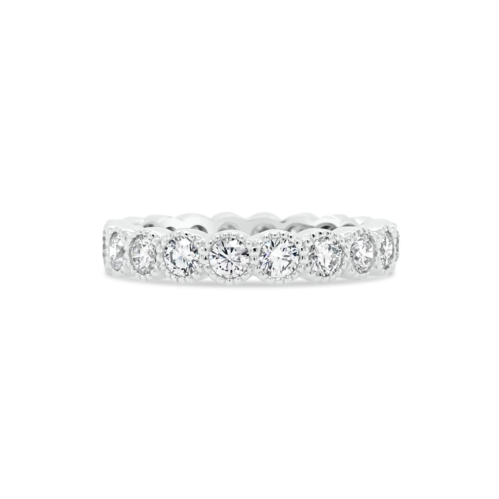 Bezel-Set Diamond Eternity Ring with Antique Milgrain