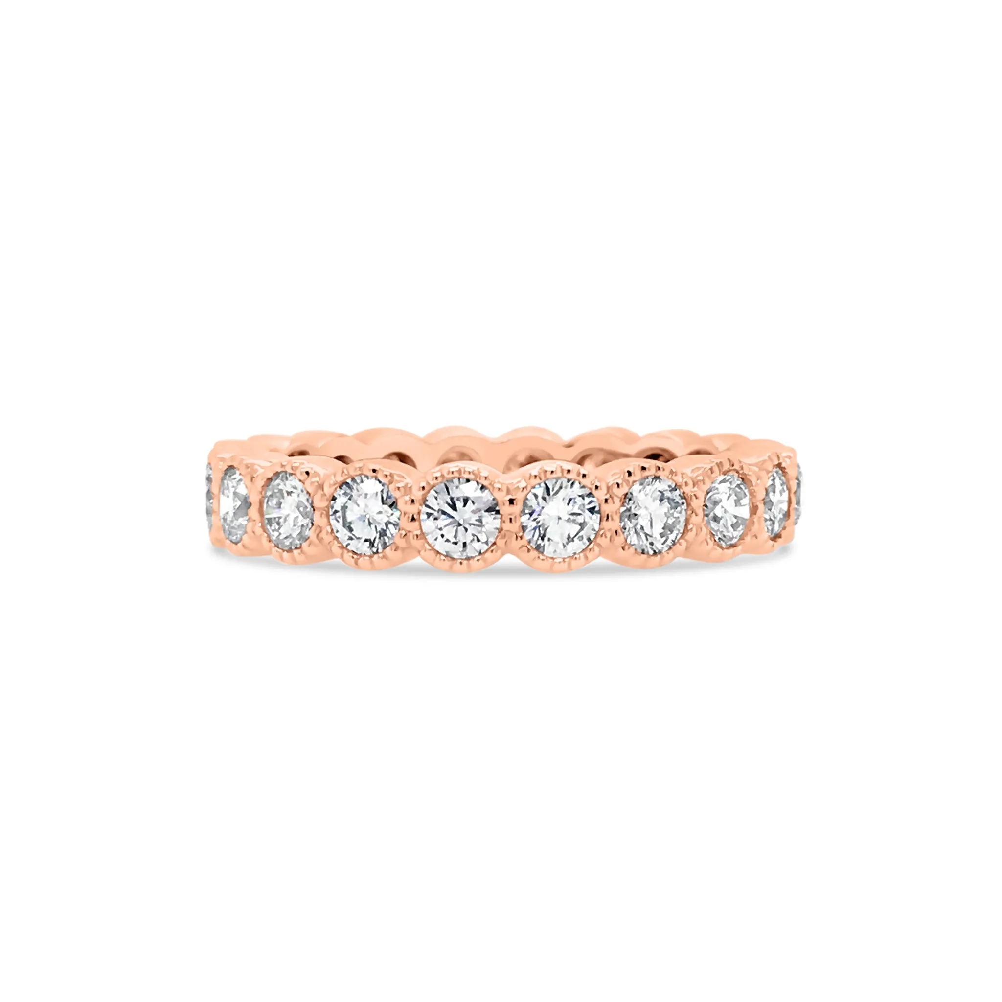 Bezel-Set Diamond Eternity Ring with Antique Milgrain