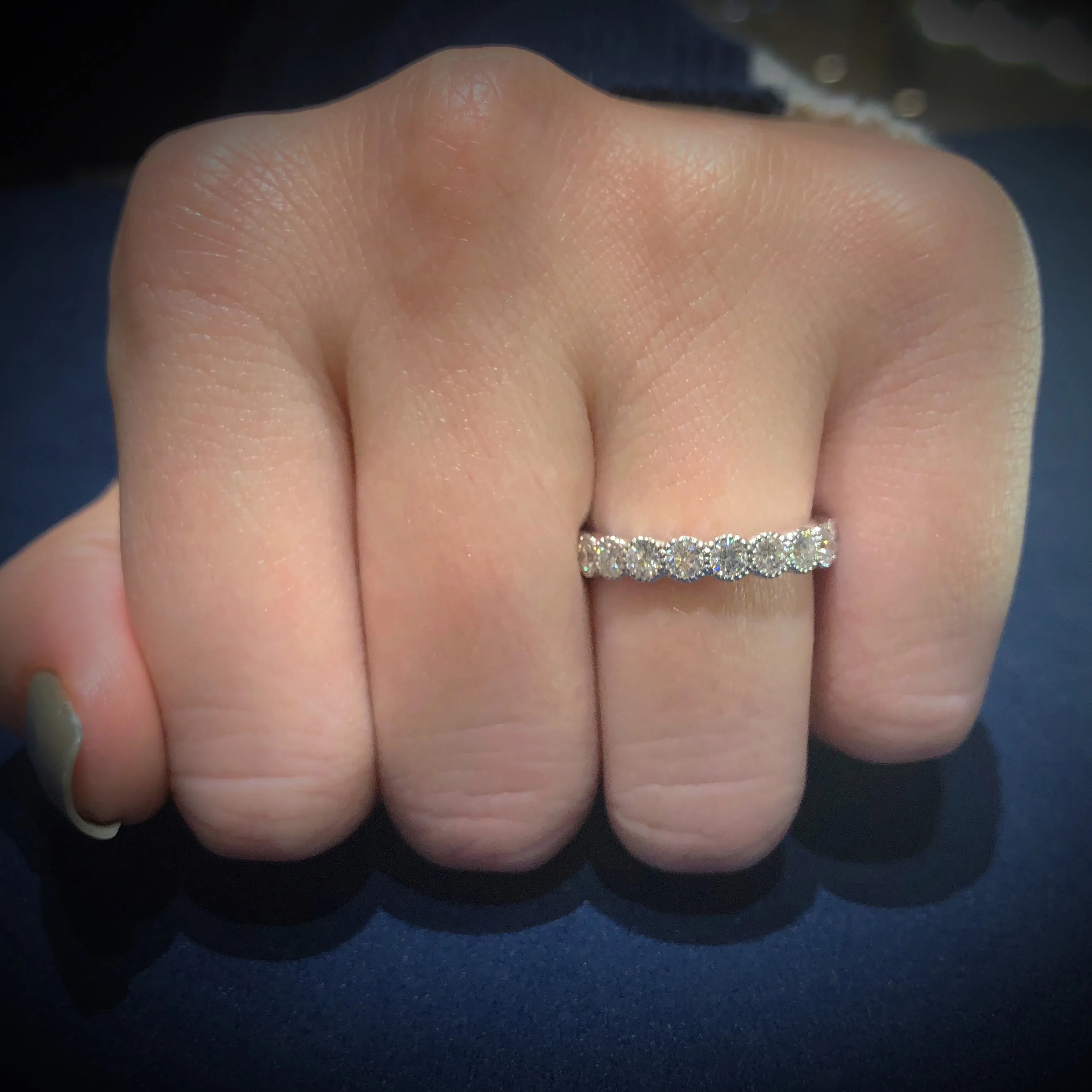 Bezel-Set Diamond Eternity Ring with Antique Milgrain