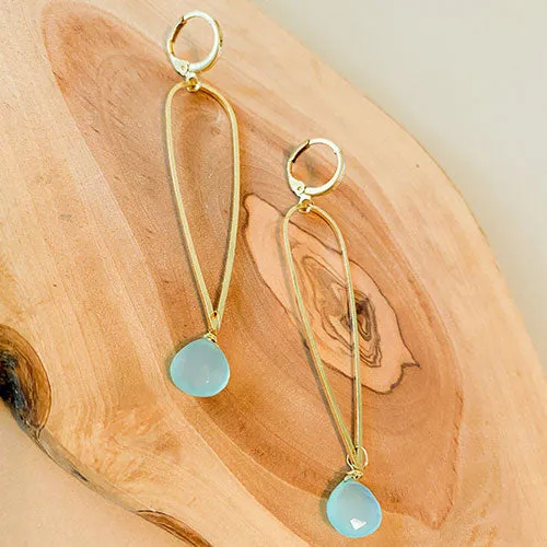 Bijou: Long Gemstone Tear Drop Earring 