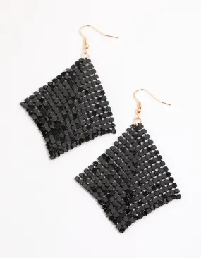 Black Basic Chainmail Drop Earrings