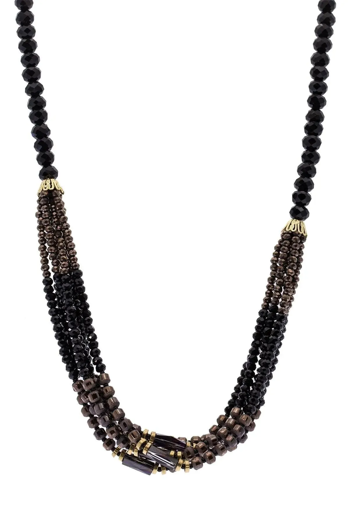 Black Glass Beaded Multi Necklace