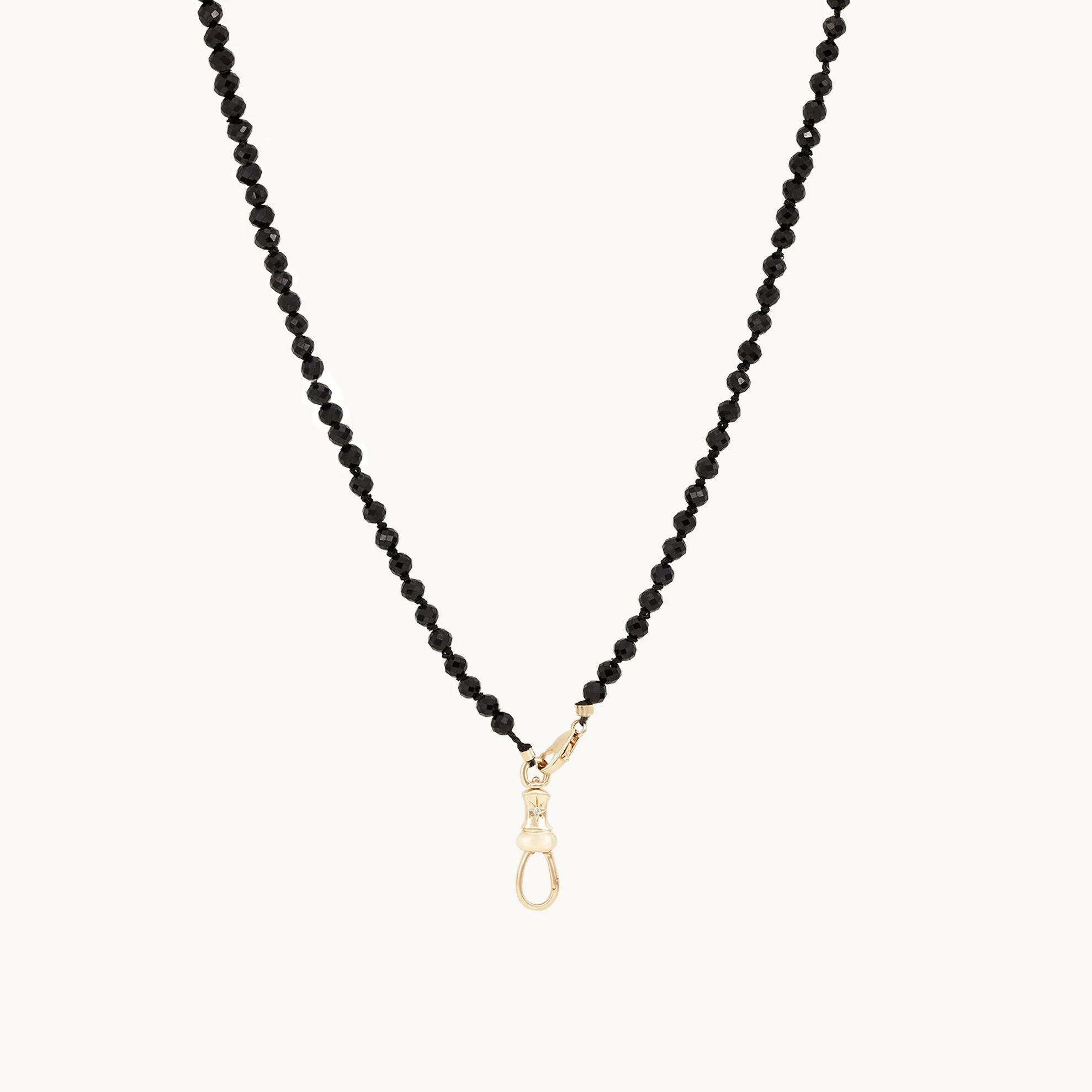 black spinel beaded mood necklace - 10k yellow gold, black spinel