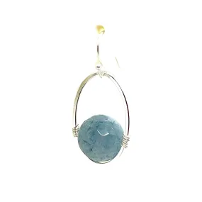 Blue Jade And Silver Oval Earring