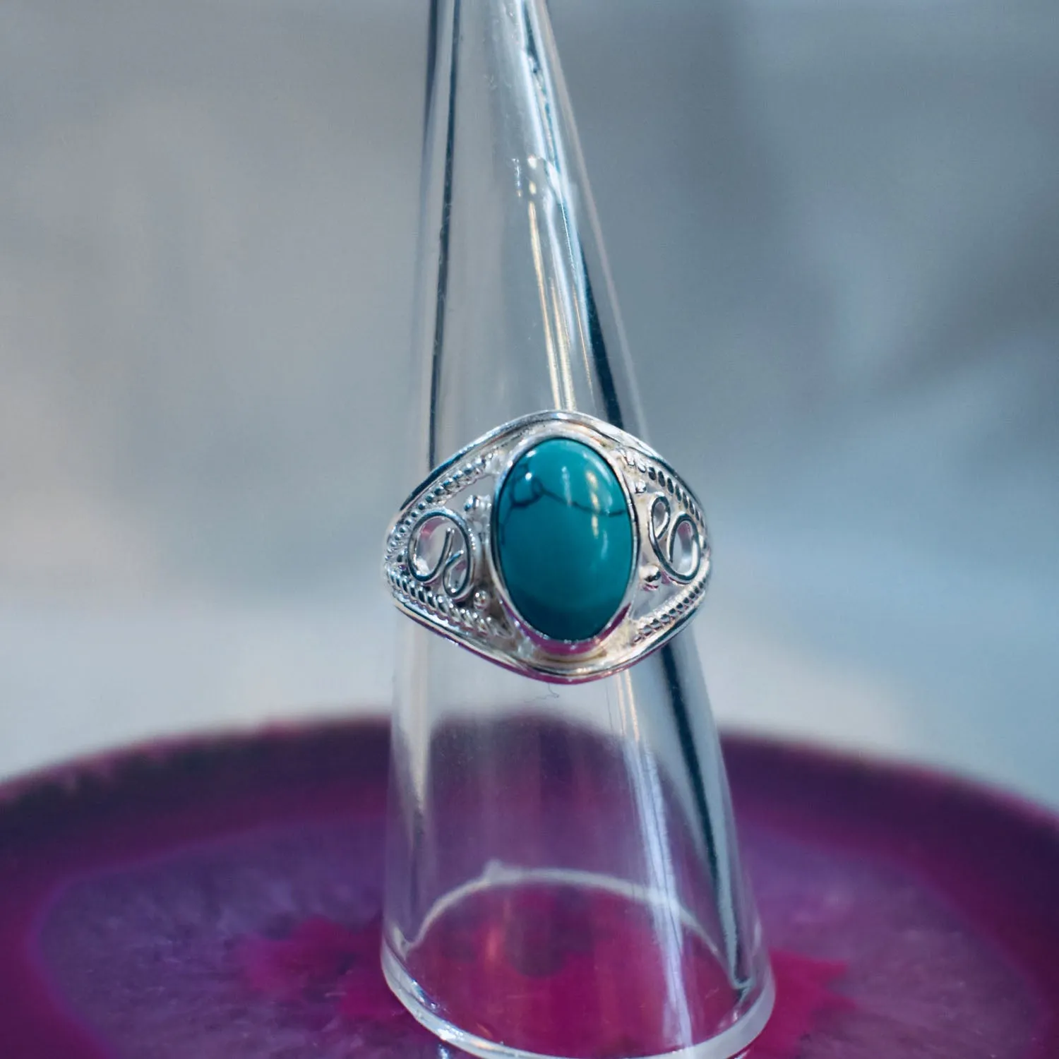 Blue Turquoise Ring (925) Sterling Silver