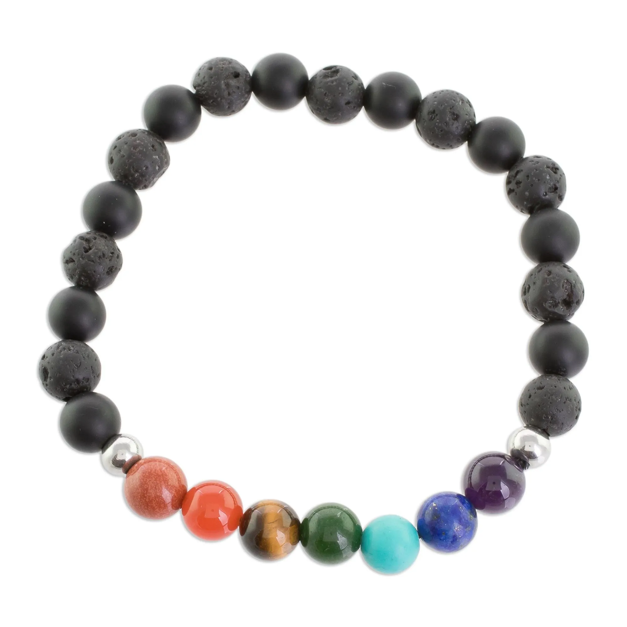 Bold Chakra Men's Multi-Gemstone Chakra Beaded Stretch Bracelet