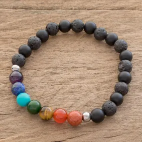 Bold Chakra Men's Multi-Gemstone Chakra Beaded Stretch Bracelet