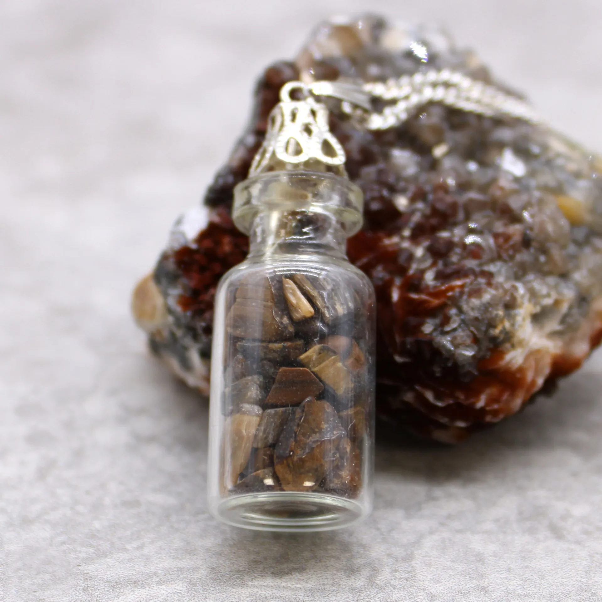 Bottled Gemstones Necklace - Tiger Eye | Unique Gemstone Jewelry