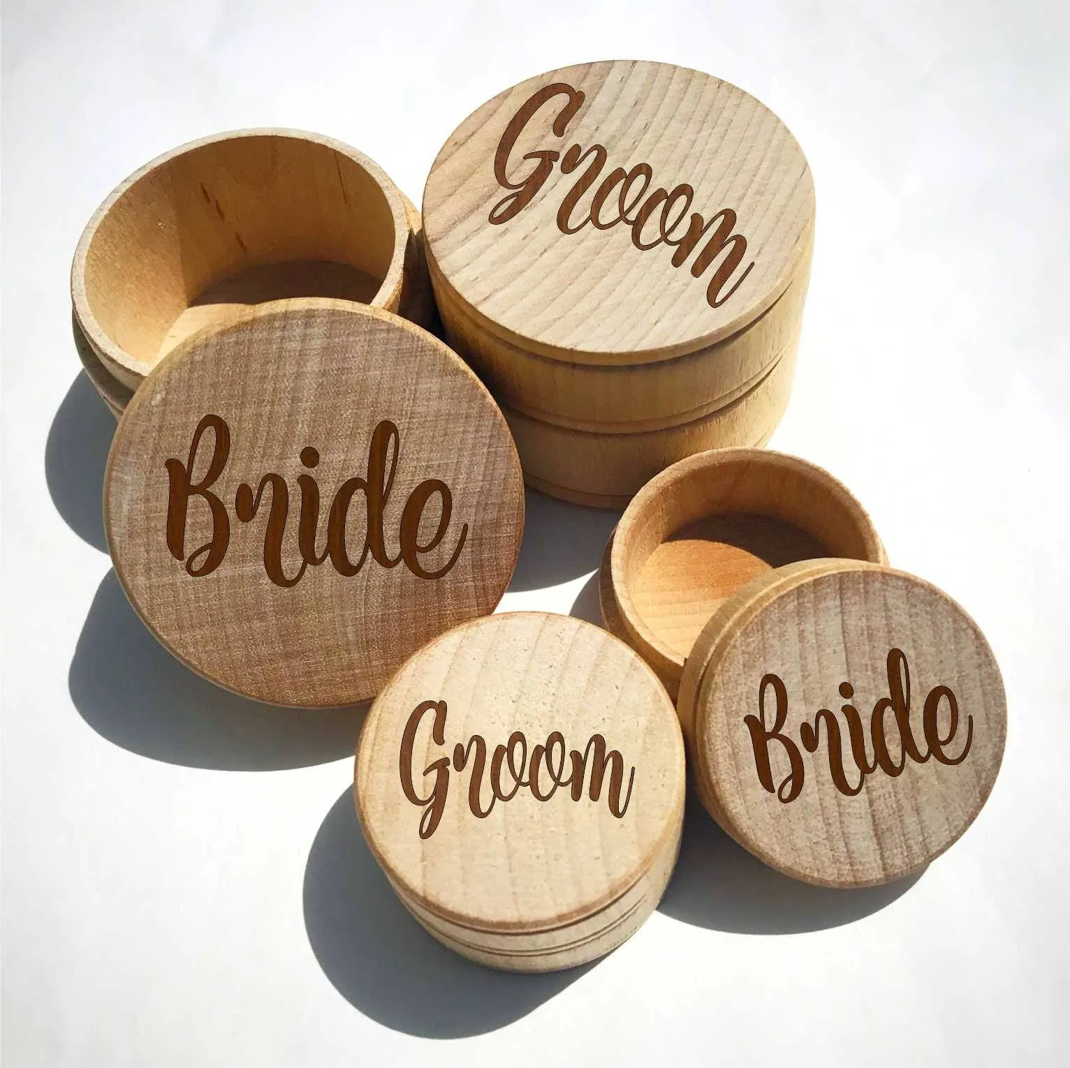 Bride and Groom Wedding Ring Box Set