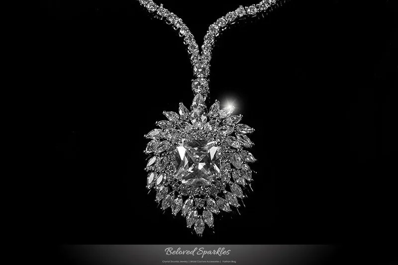 Brisa Vintage Royal Cluster Pendant Necklace Set | 80 Carat | Cubic Zirconia