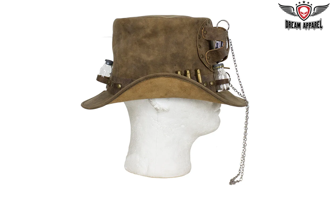 Brown Leather Deadman Top Hat