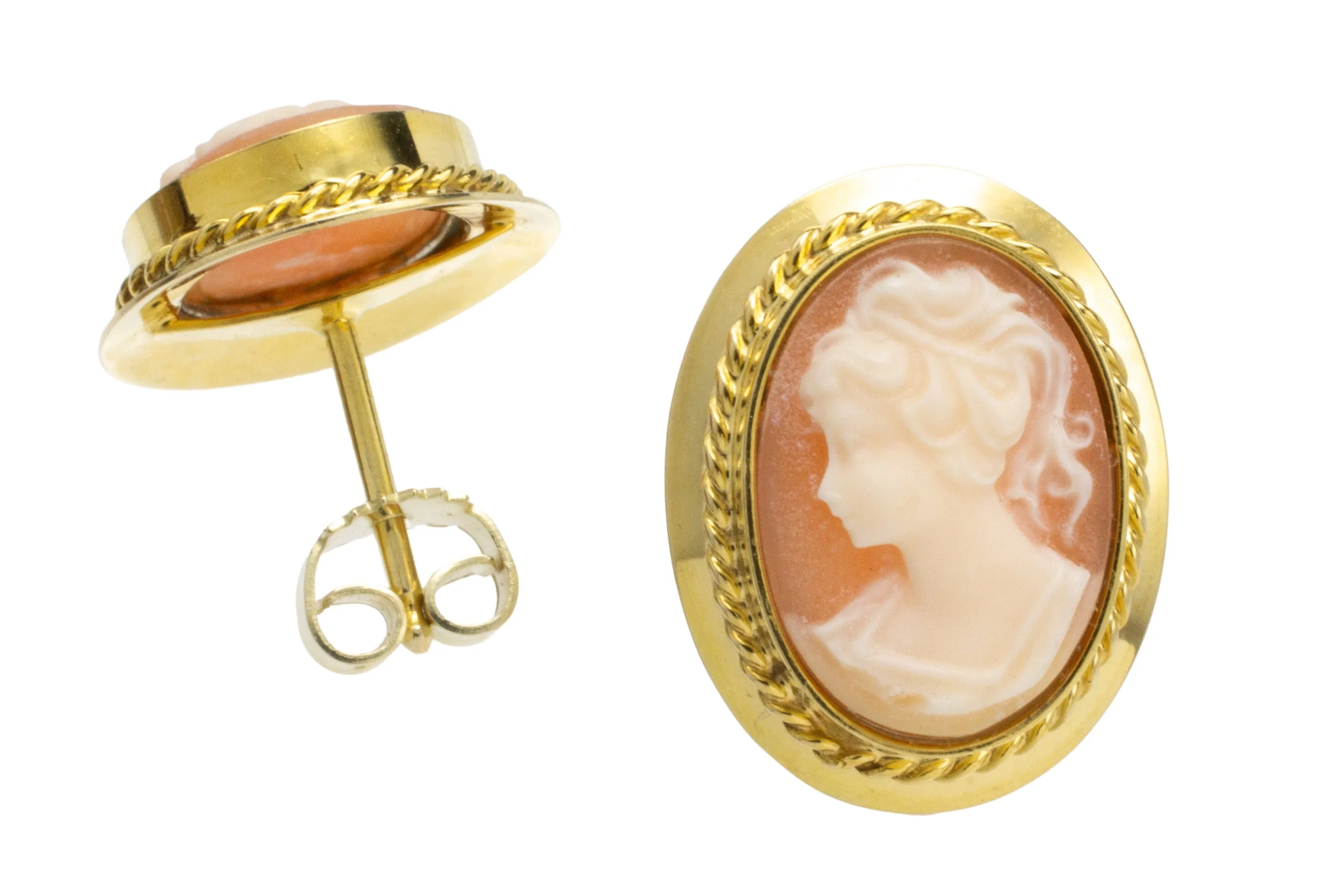 Cameo earrings in 14 carat gold