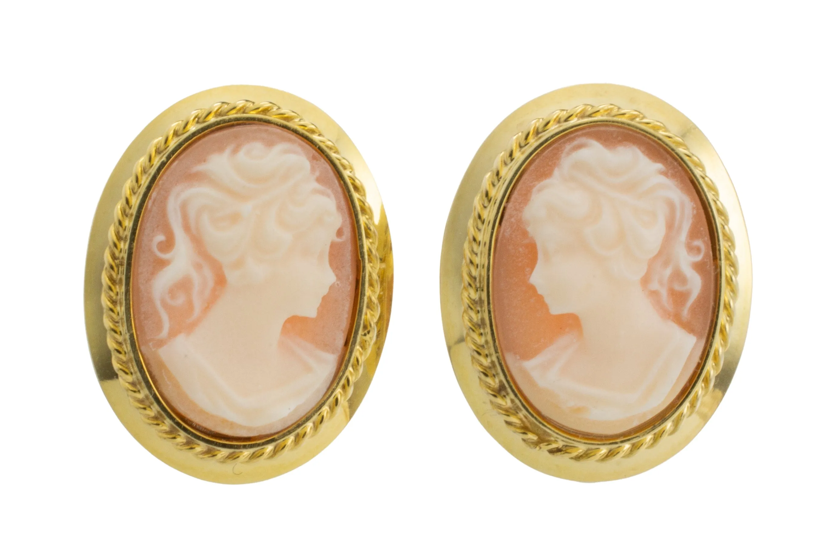 Cameo earrings in 14 carat gold