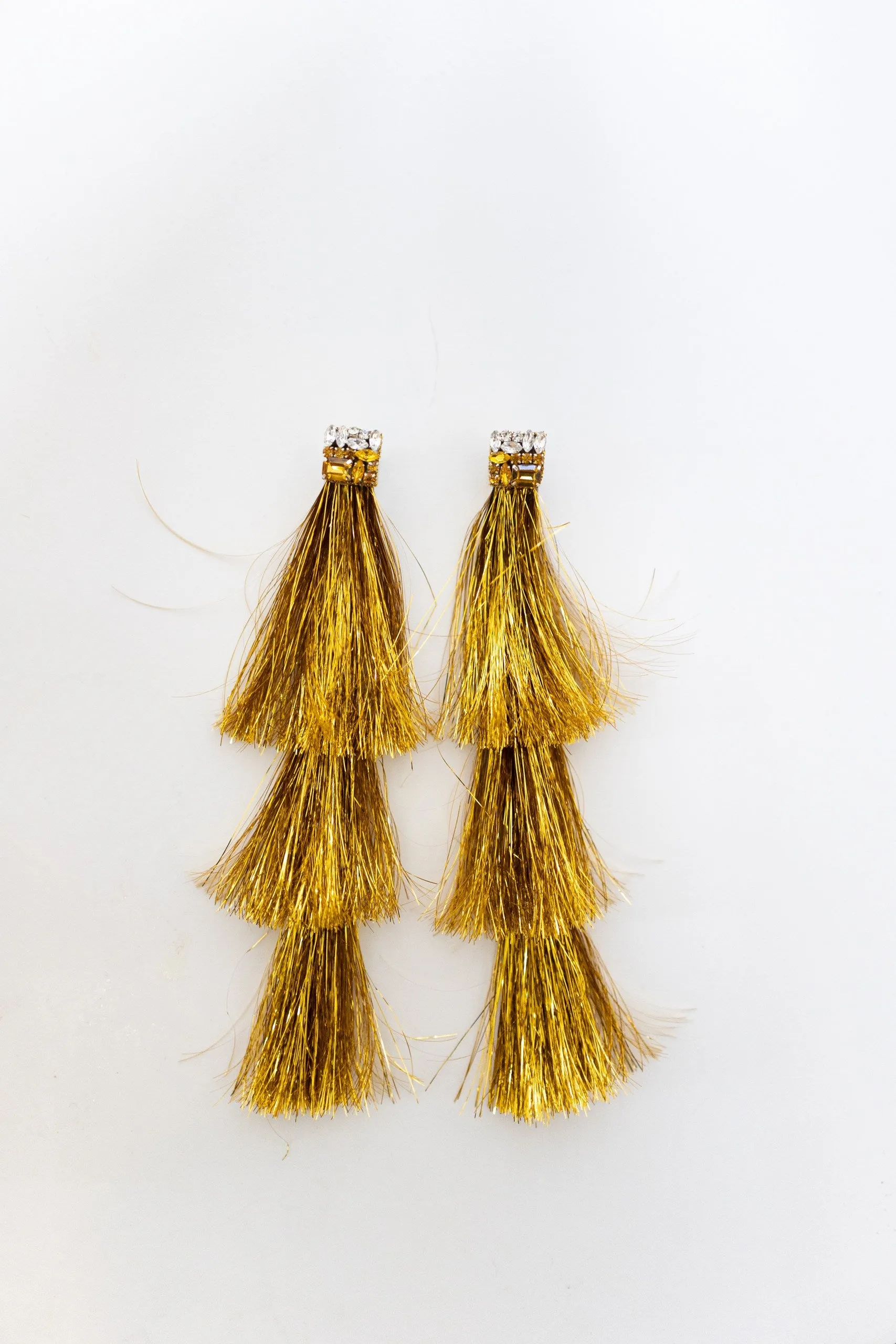 Cascade Tassel Statement Earrings in Gold