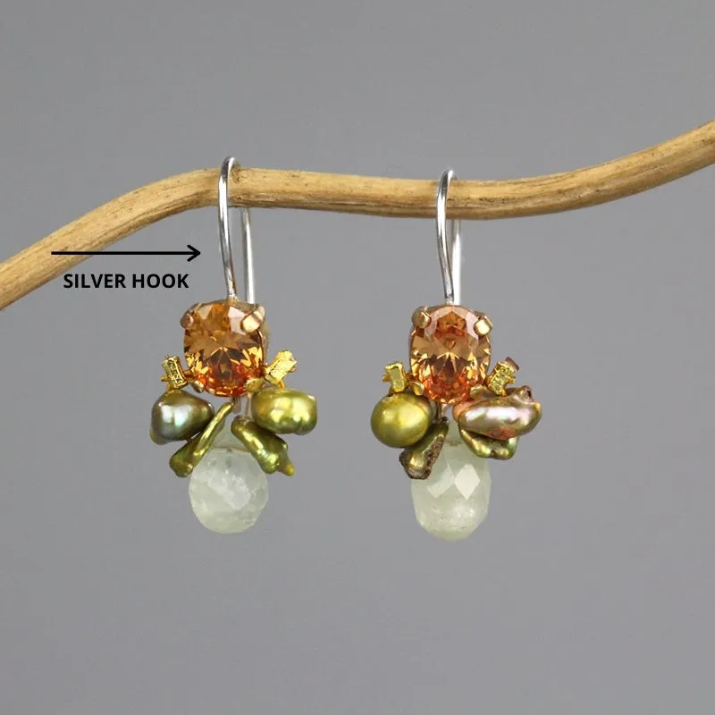 Champagne Zircon Jade Bee Earrings