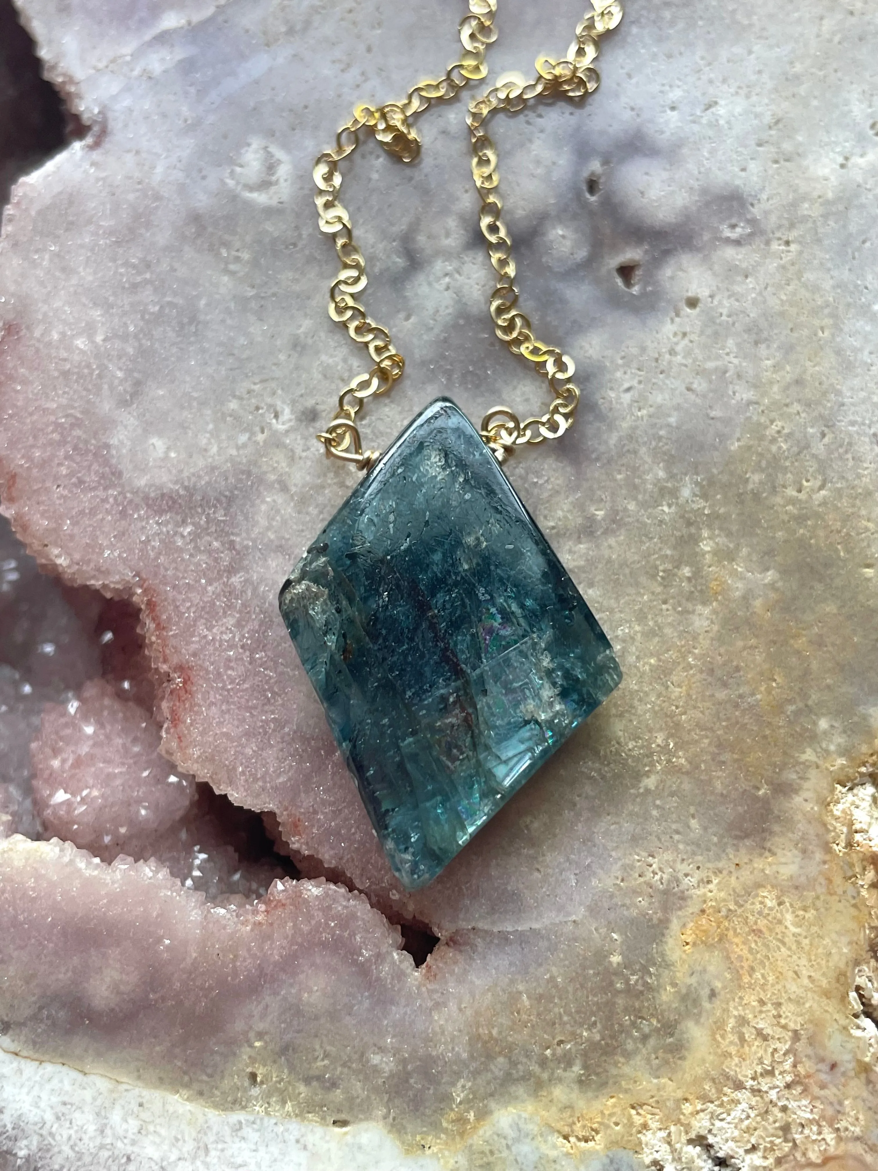 Change to sterling Kyanite Gemstone Pendant Necklace