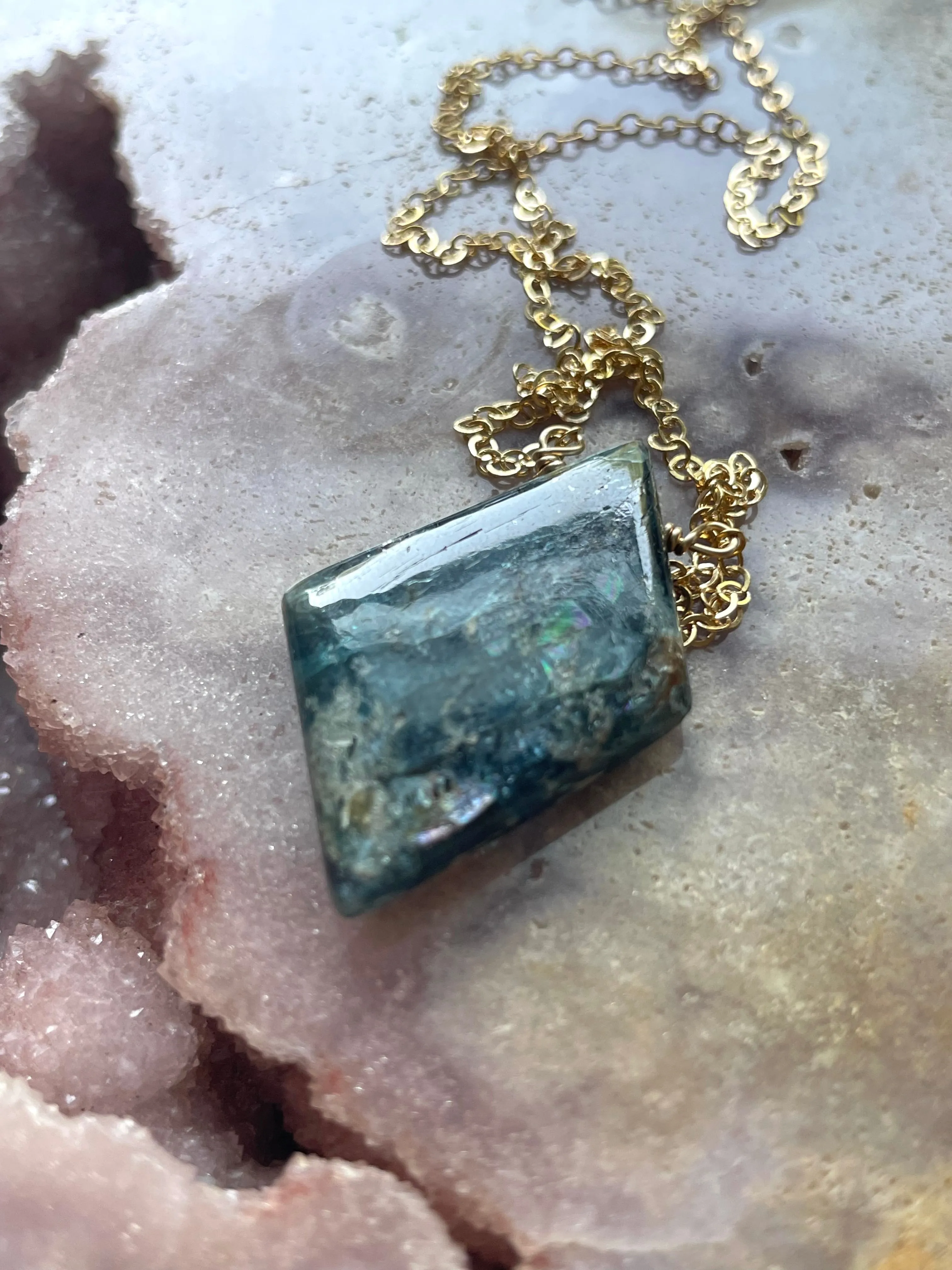 Change to sterling Kyanite Gemstone Pendant Necklace