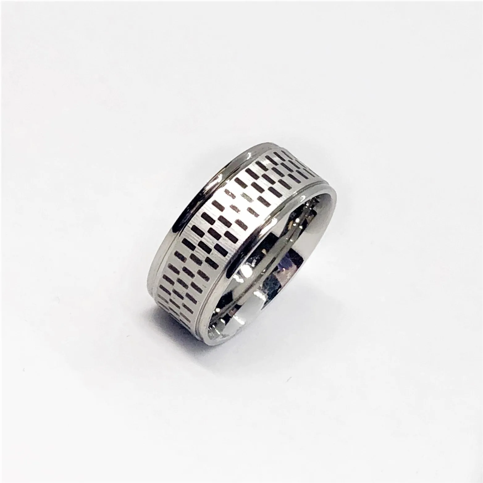 Checkered Style  Stainless Steel Ring