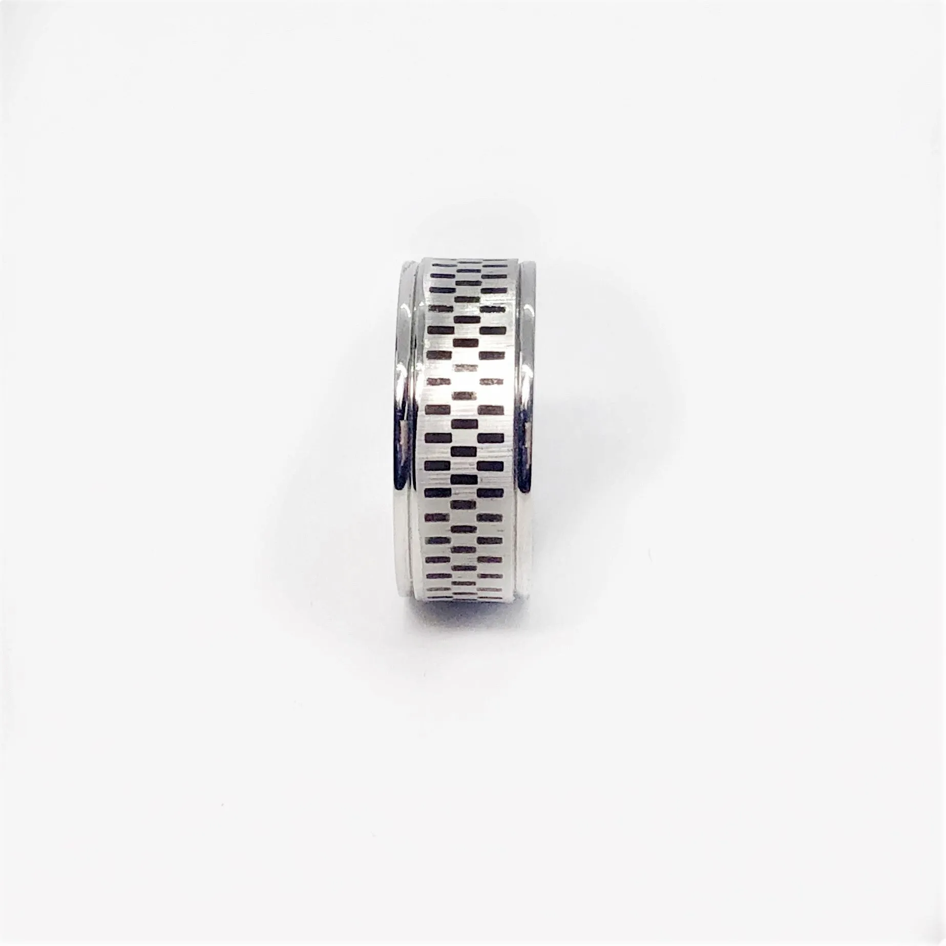 Checkered Style  Stainless Steel Ring