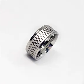 Checkered Style  Stainless Steel Ring