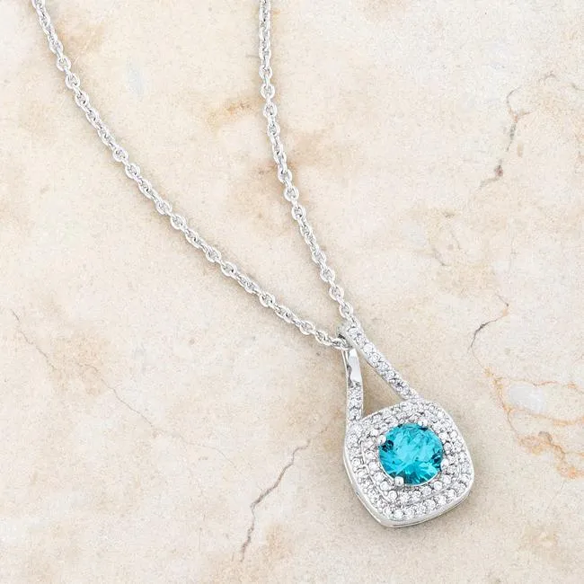 Christal Aqua Double Halo Pendant | 2.5ct