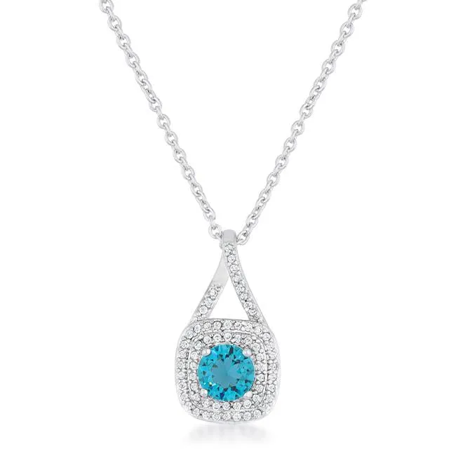 Christal Aqua Double Halo Pendant | 2.5ct