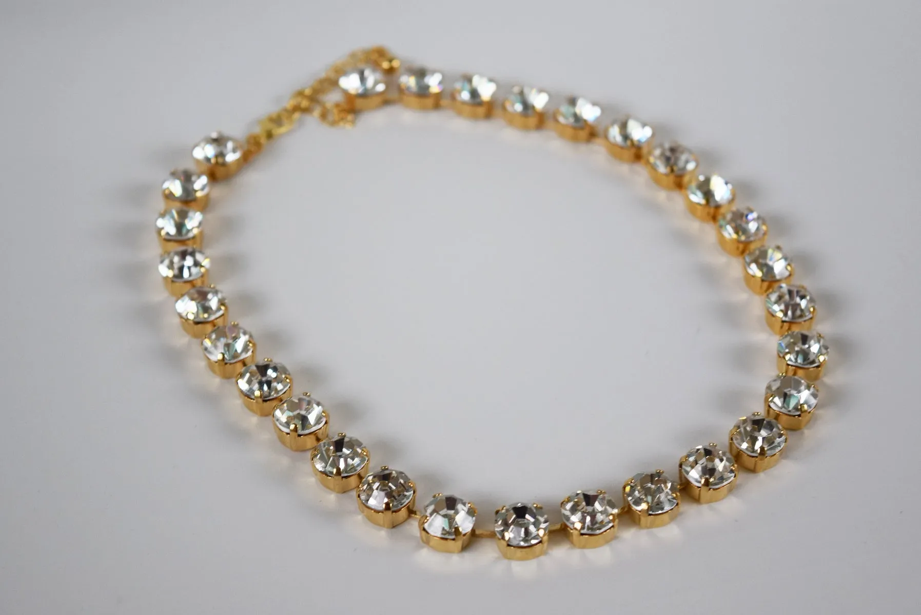 Clear Swarovski Crystal Collet Necklace - Small Round